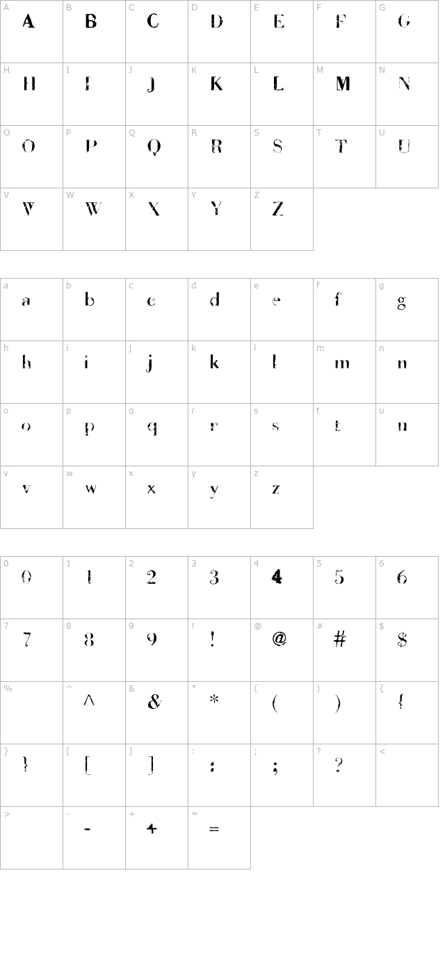 baddeni character map