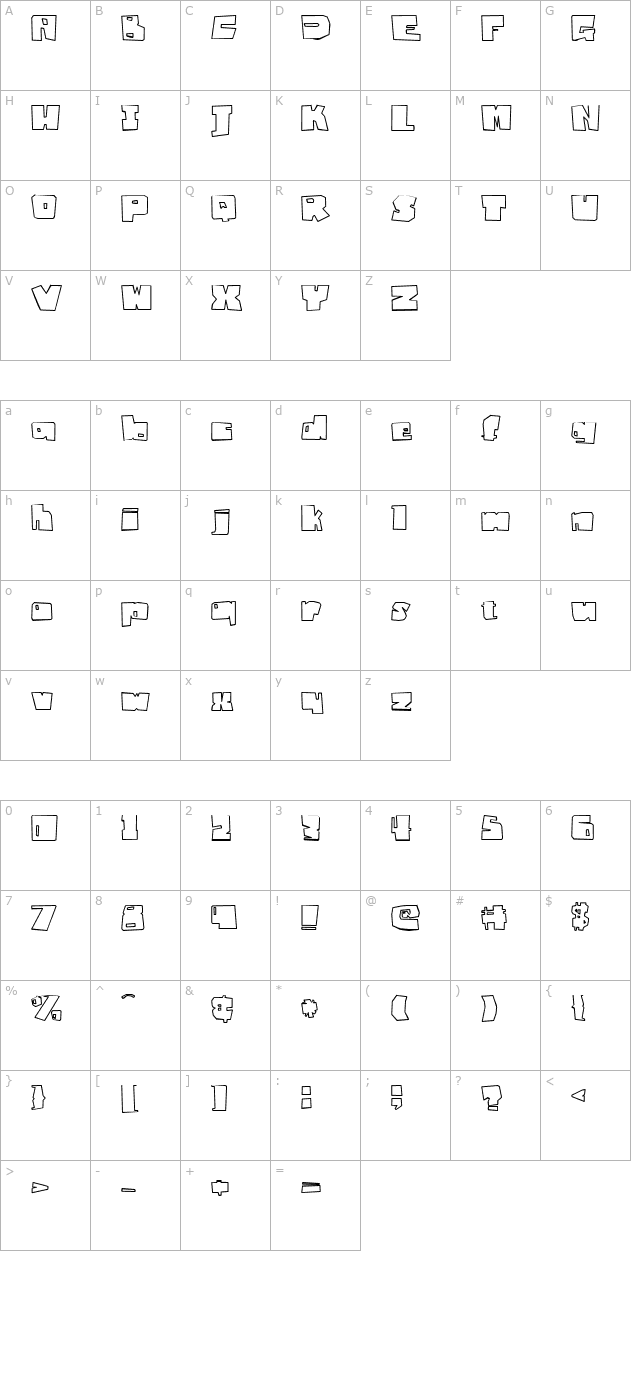 Badger Fatboy Outline character map