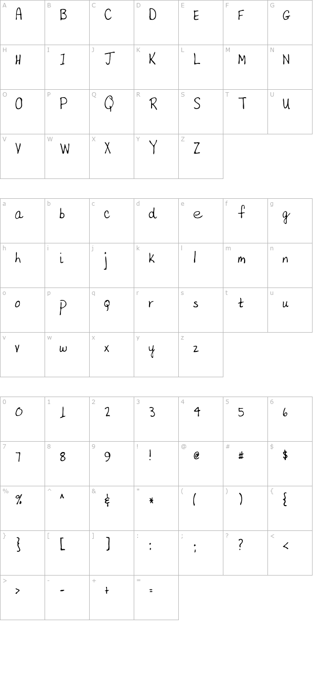 badger-regular character map