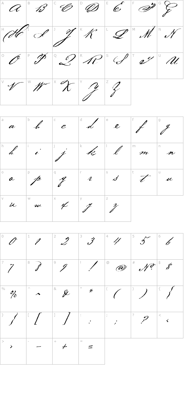 BakerScript character map