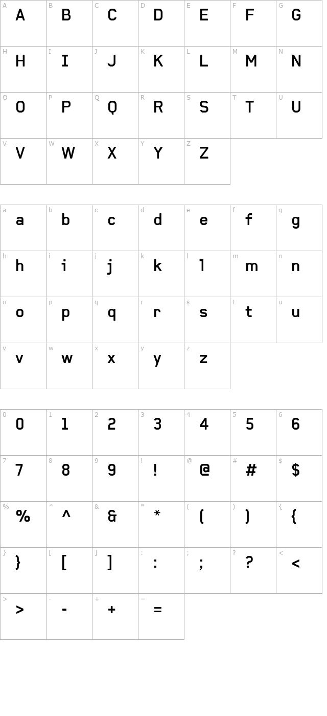 Baksheesh Bold character map