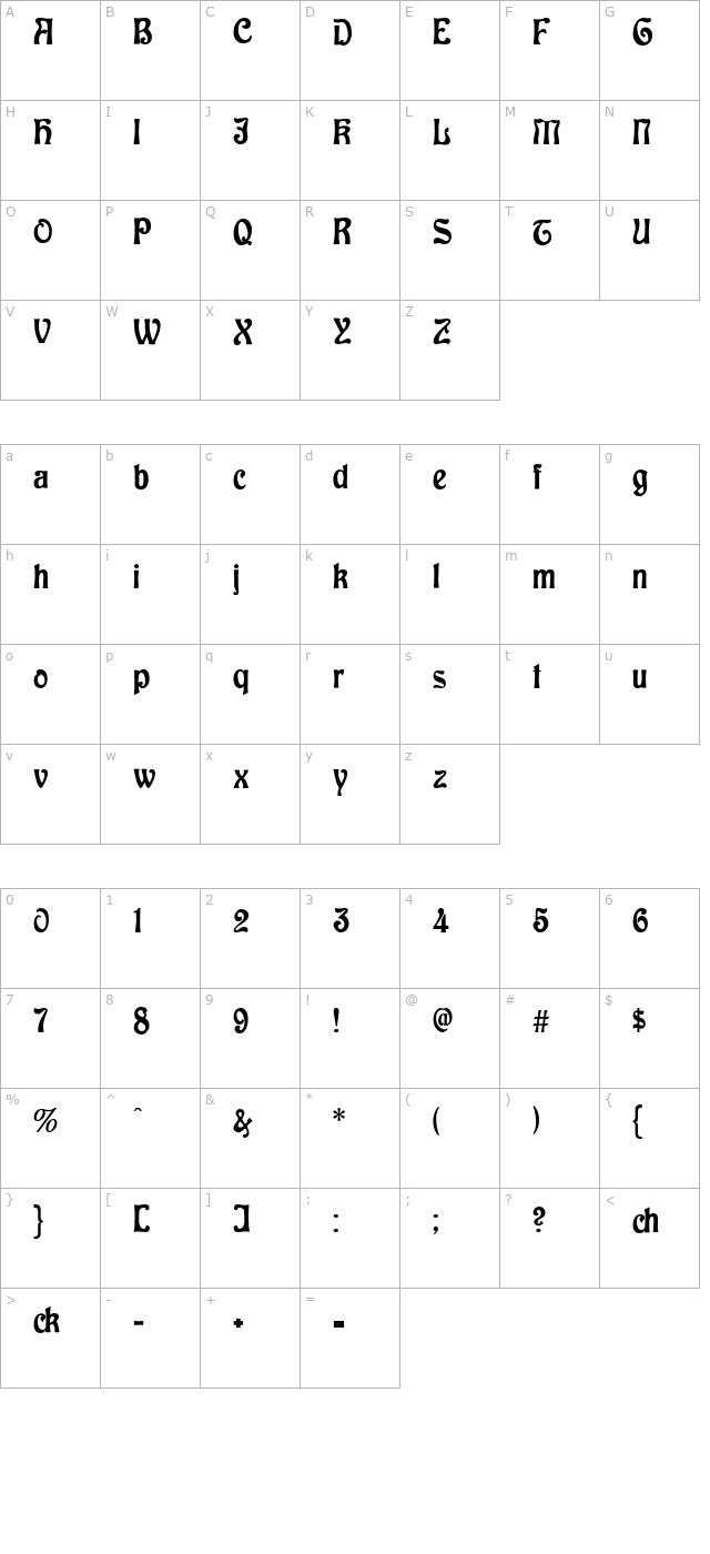 baldur-regular character map