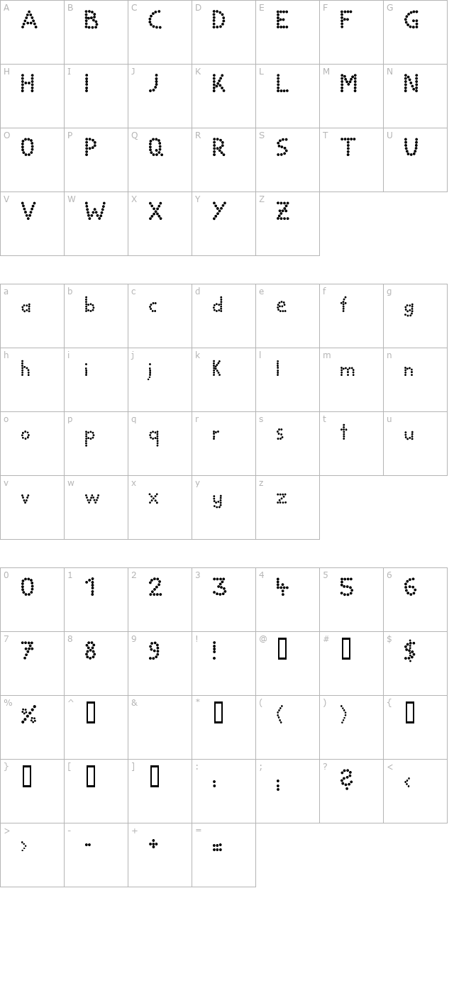 BALL bold character map