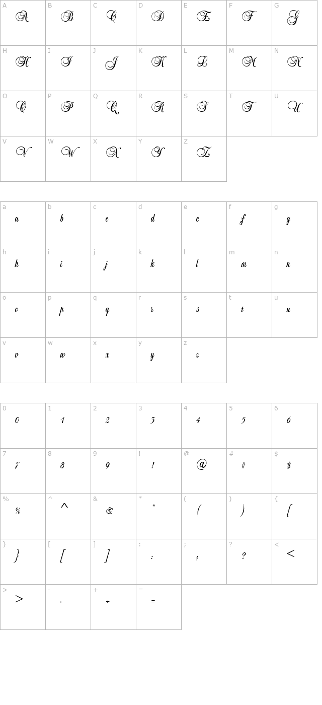 ballad-regular character map