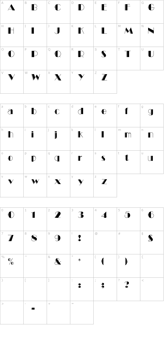 balletengraved character map