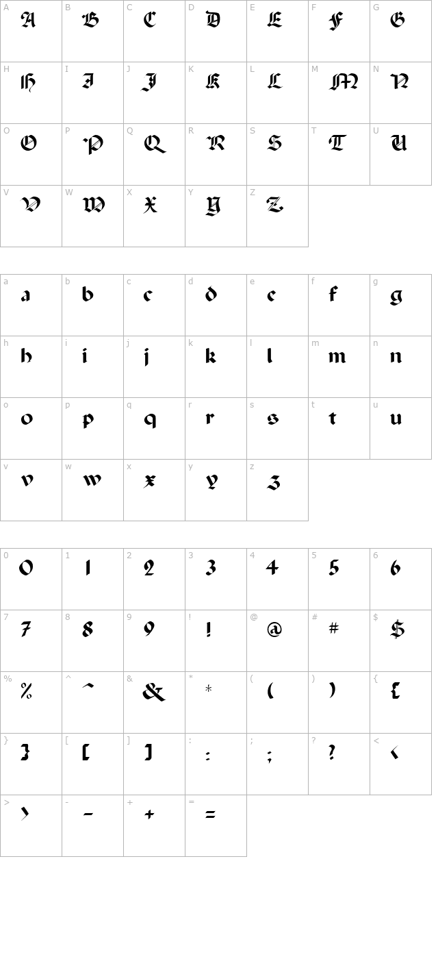 ballistadisplayscriptssk-regular character map