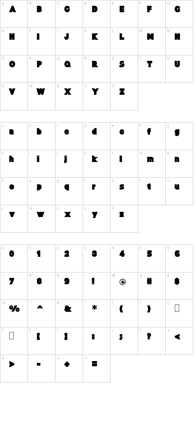 Baltar Extra Heavy character map