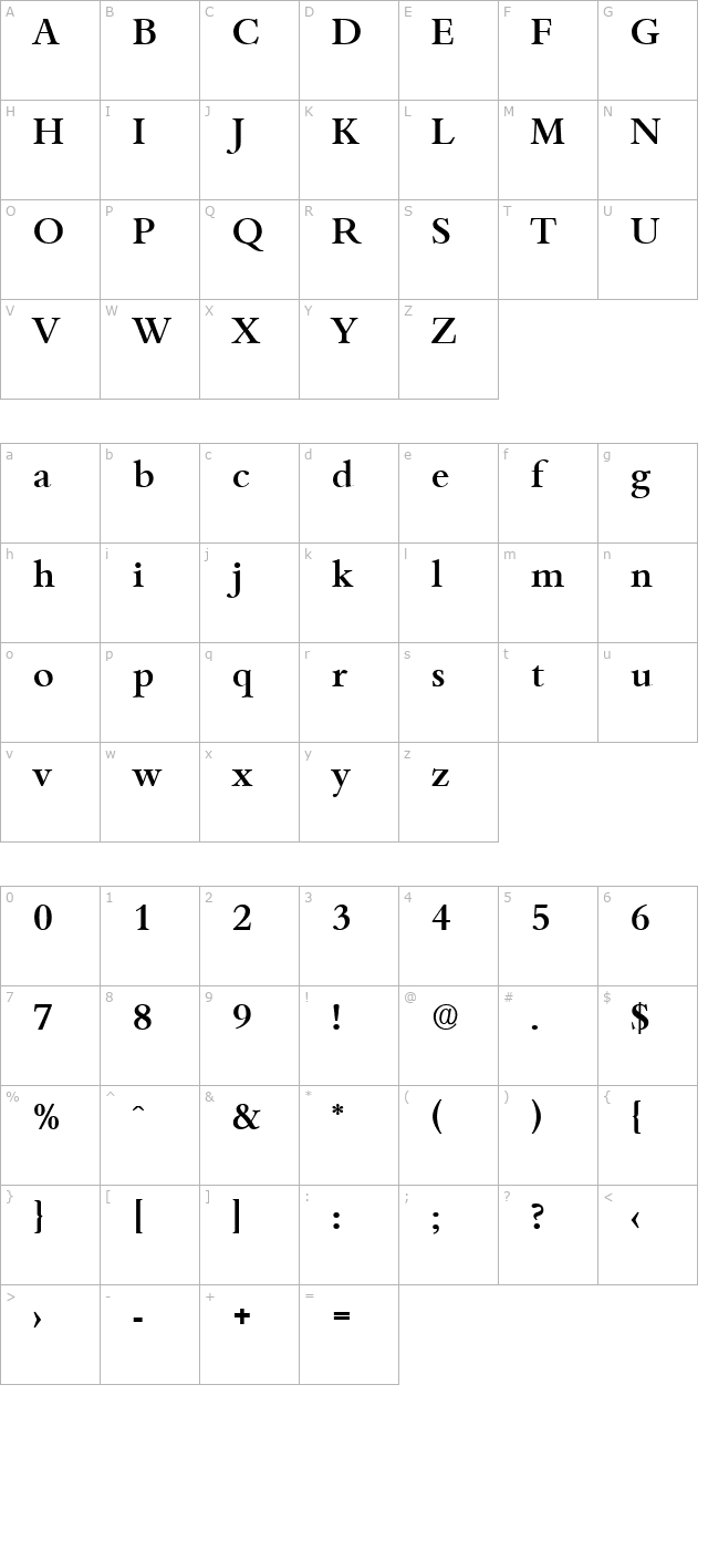 Bamberg-Serial-Medium-Regular character map