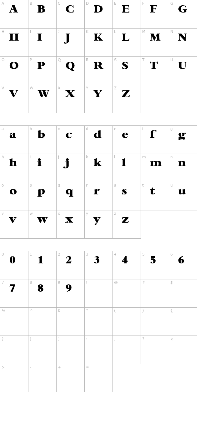 bambi-bold character map