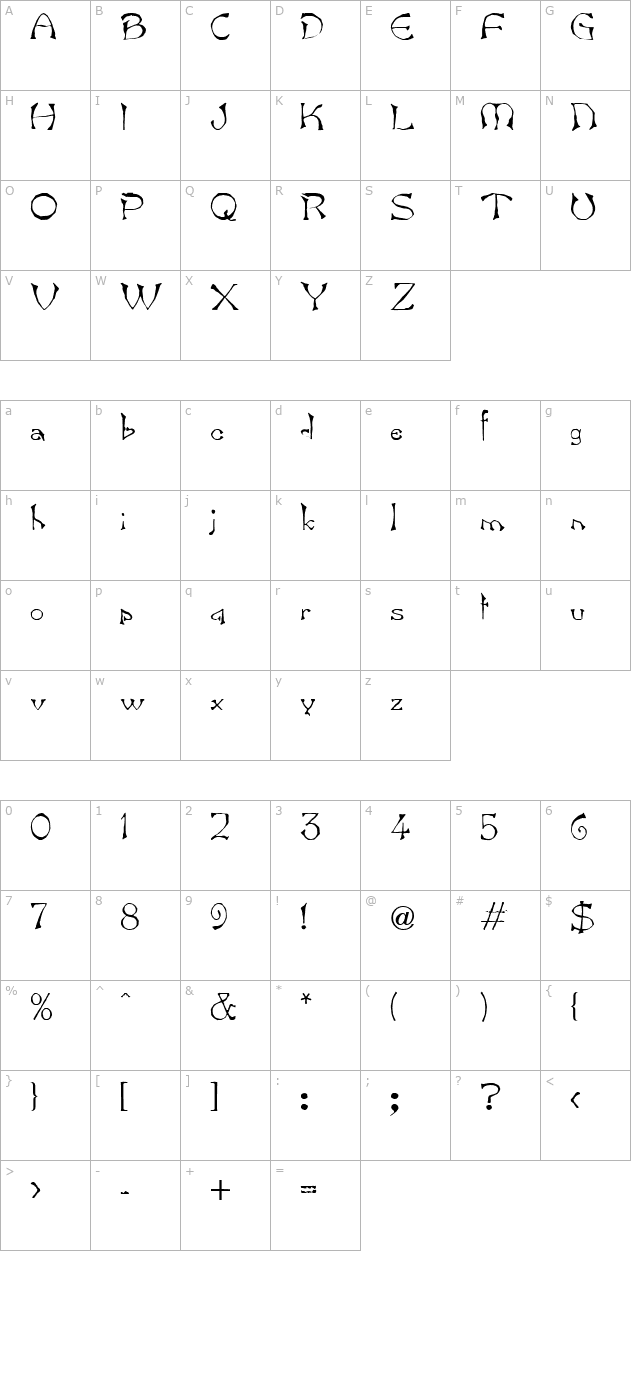 bamboo-regular character map