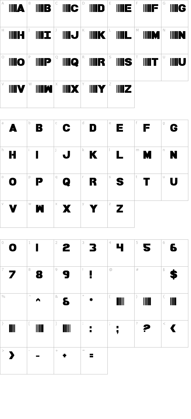 bamf-bold character map