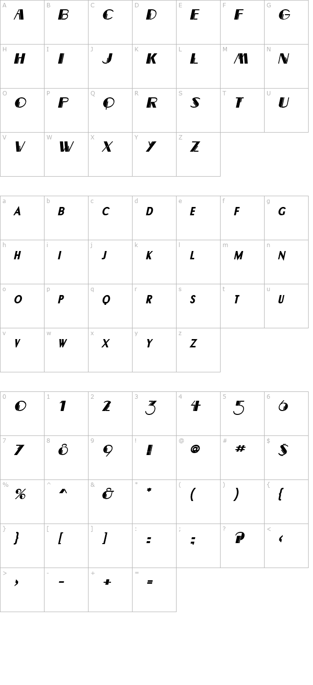 banco-bolditalic character map