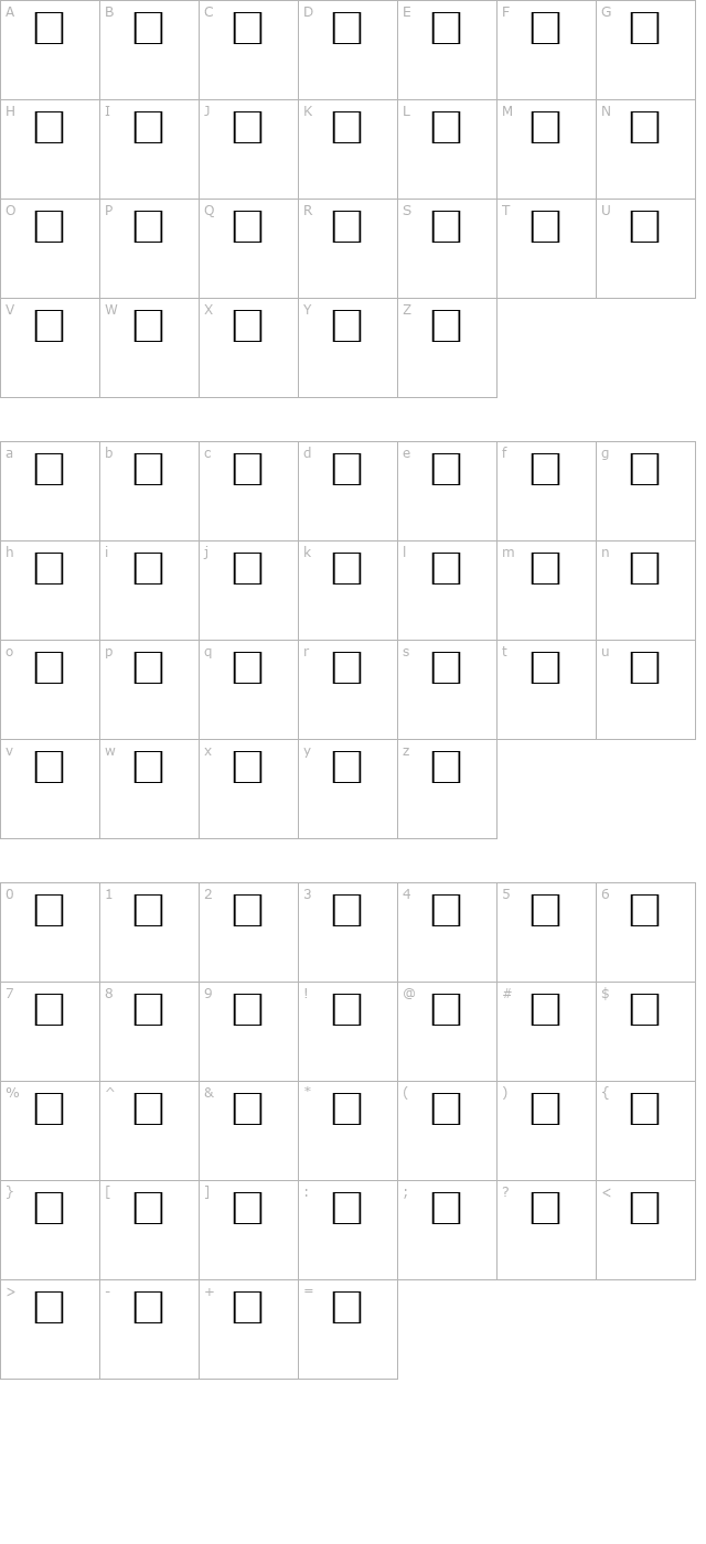 Banderole Regular character map