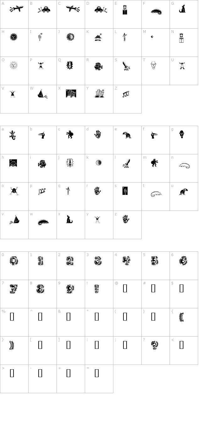 BanditoOrnamentsSSi character map