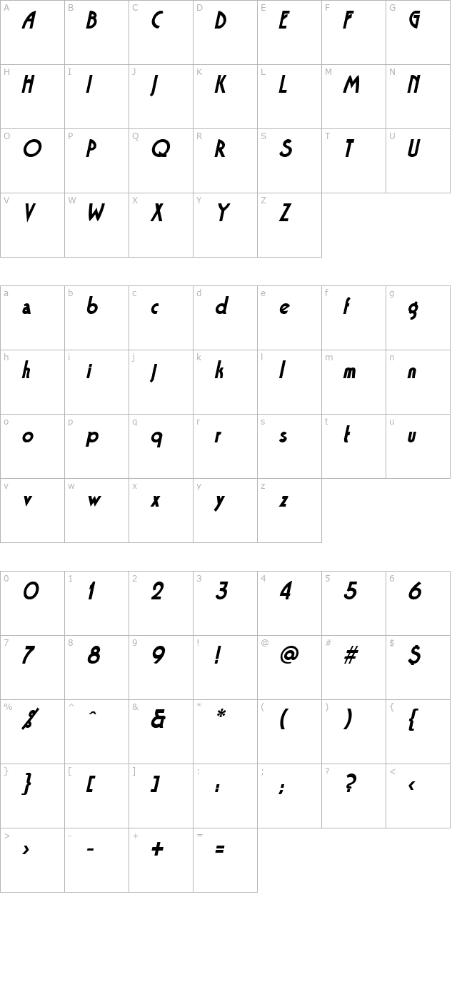 bandstand-oblique character map