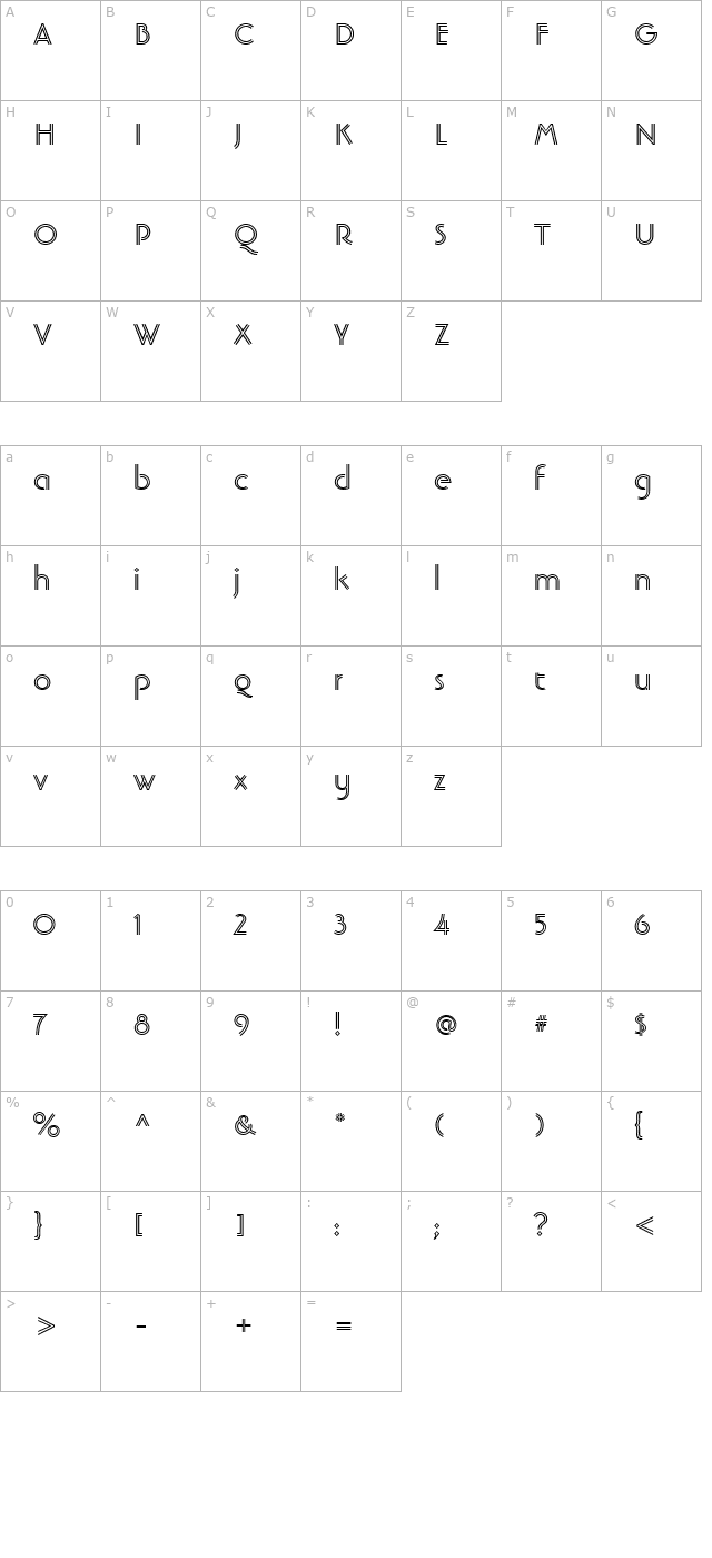 banjoman-open-bold character map