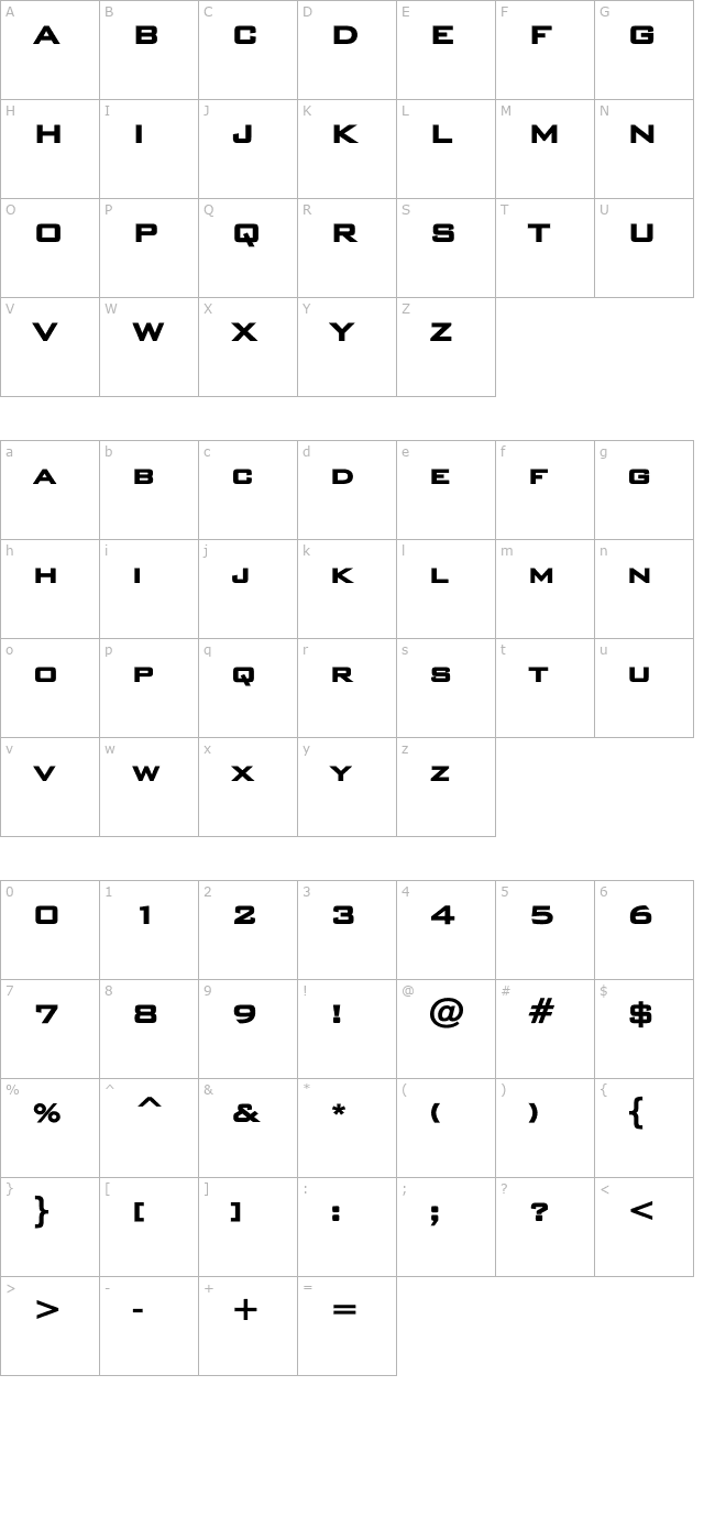 bankgothiclh-heavy character map