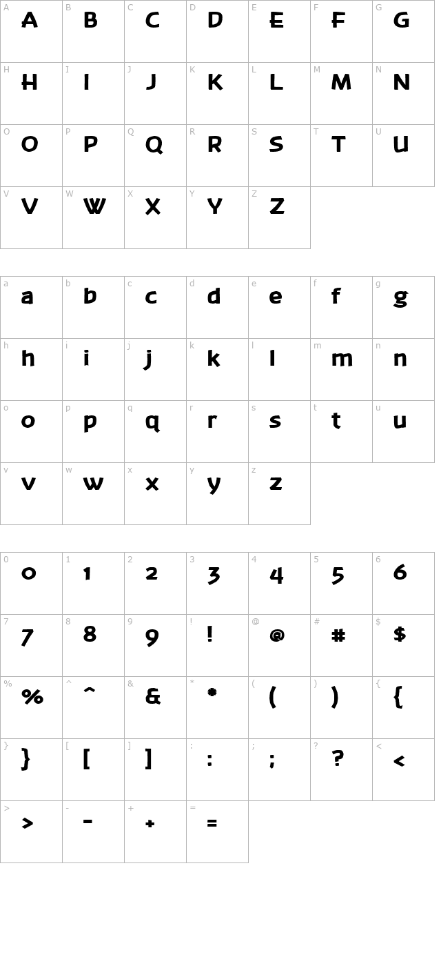 Banksia Black character map