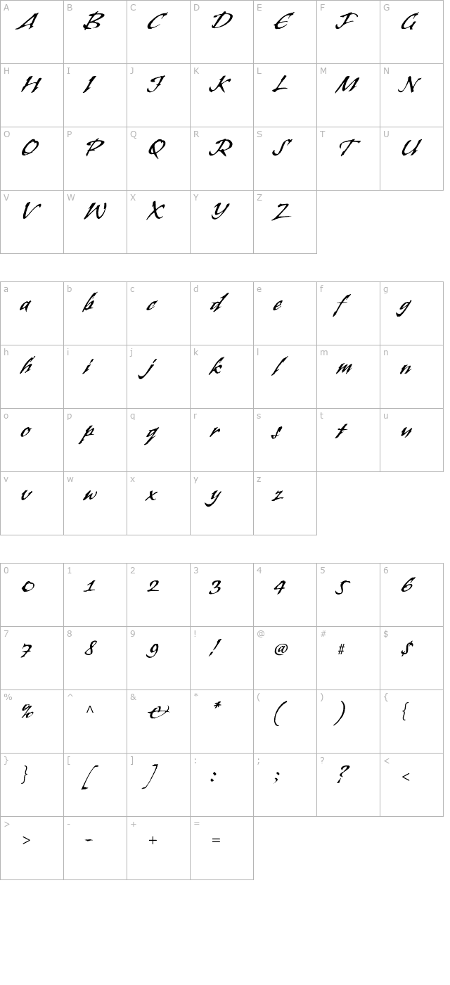 bansheestd character map