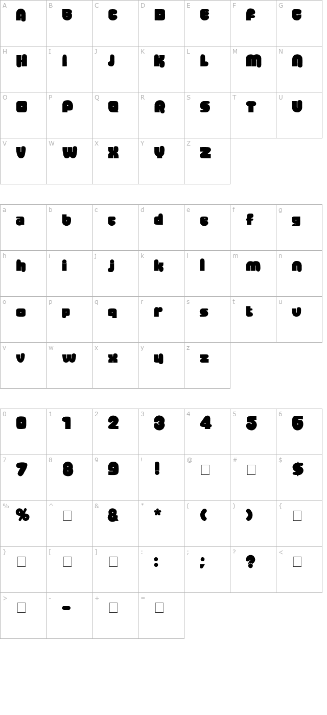 Banta Display SSi character map