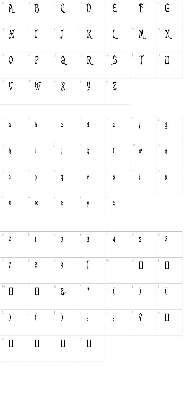 baphometcondensed character map