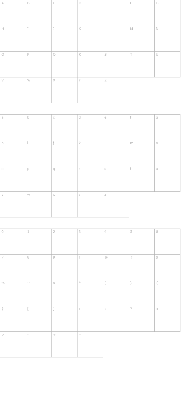 Bar 2 Normal character map