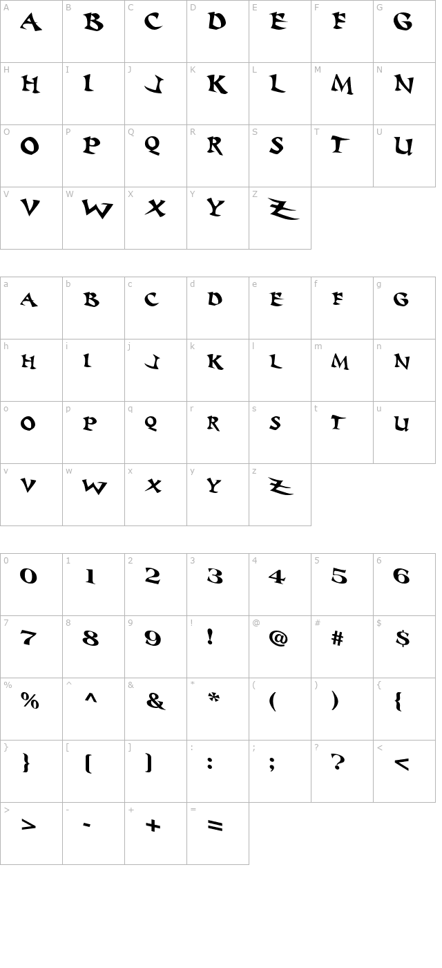 baratz character map