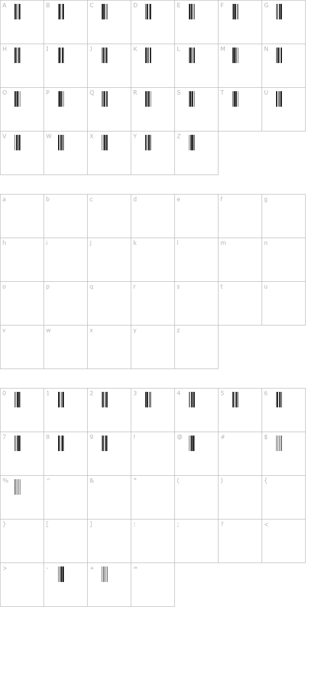 Barcod39 character map