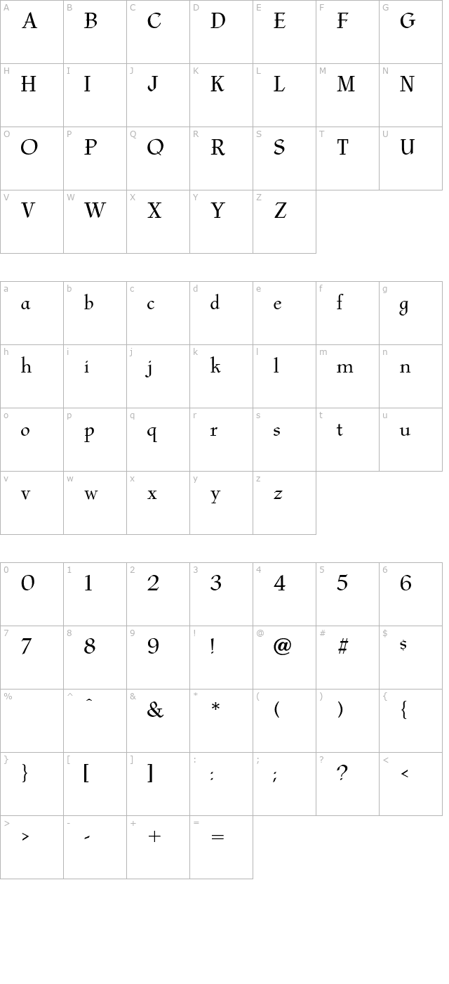 Barkham-Regular character map