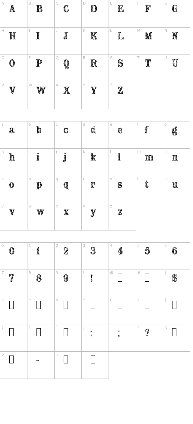 BARNACLE character map