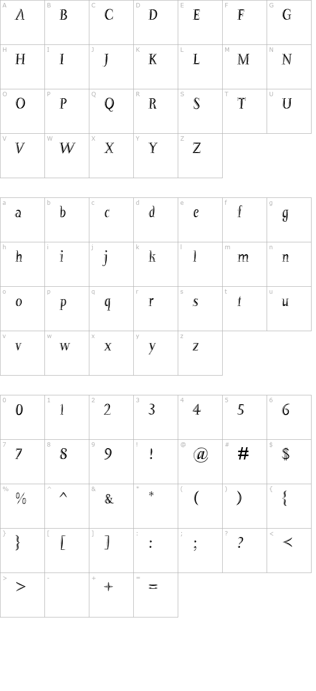 Barracuda Regular Relief PDF character map