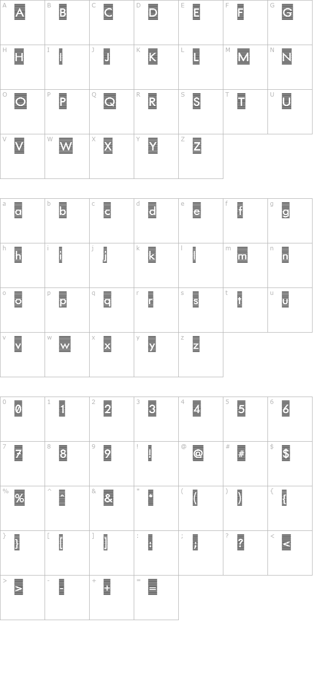 barred-out character map