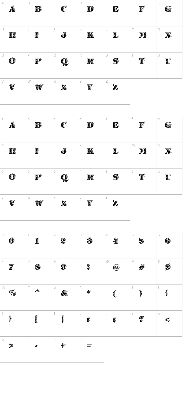 Barrelhouse All Caps character map