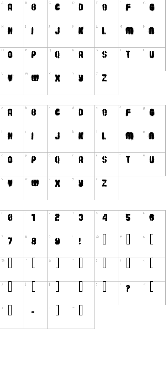 barrio-30 character map