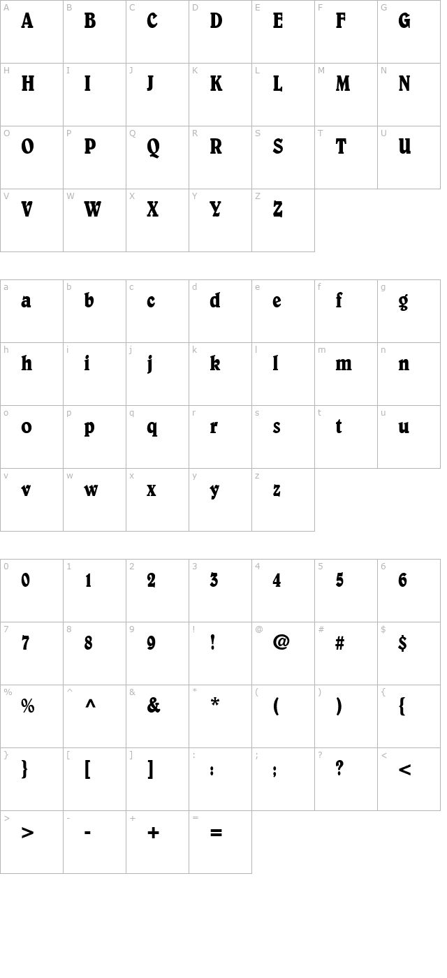 Barrister Condensed SSi Condensed character map