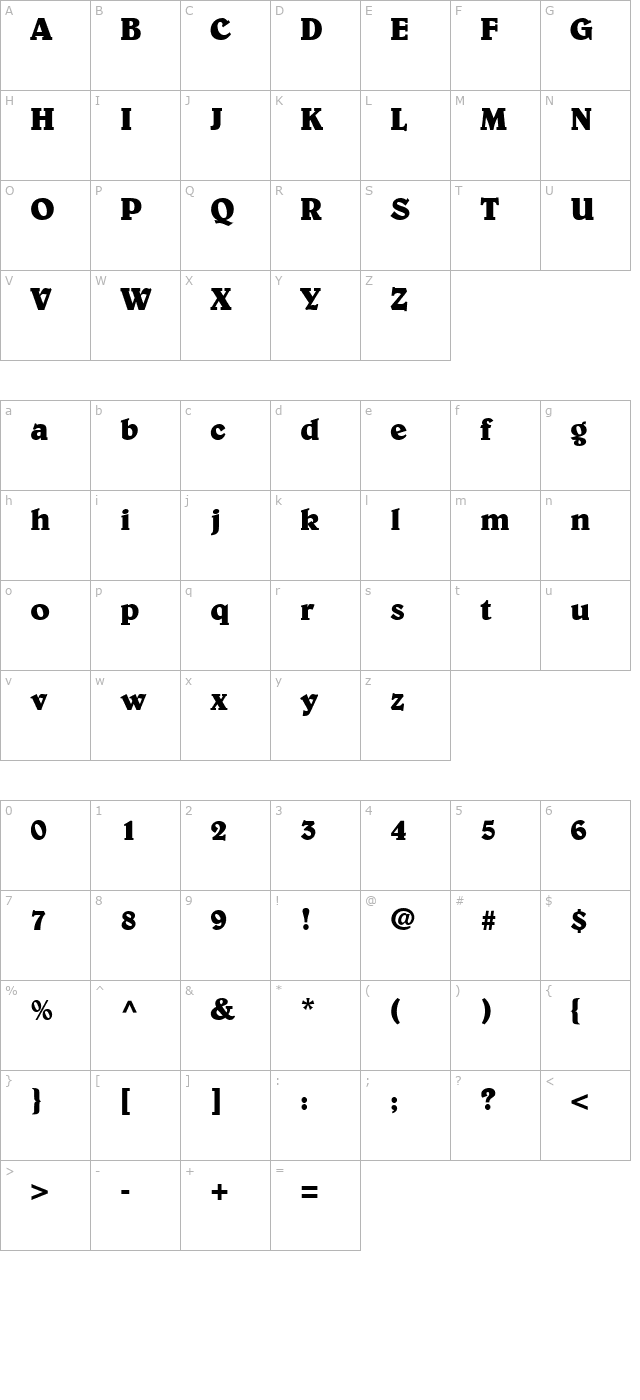 Barrister SSi Bold character map