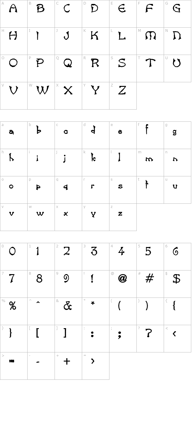 Bart Heavy Normal character map