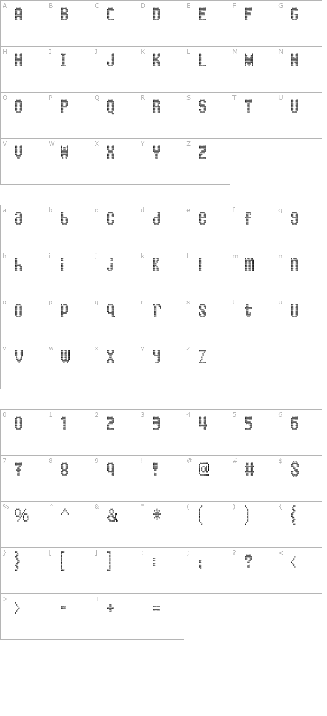 BartonBus character map