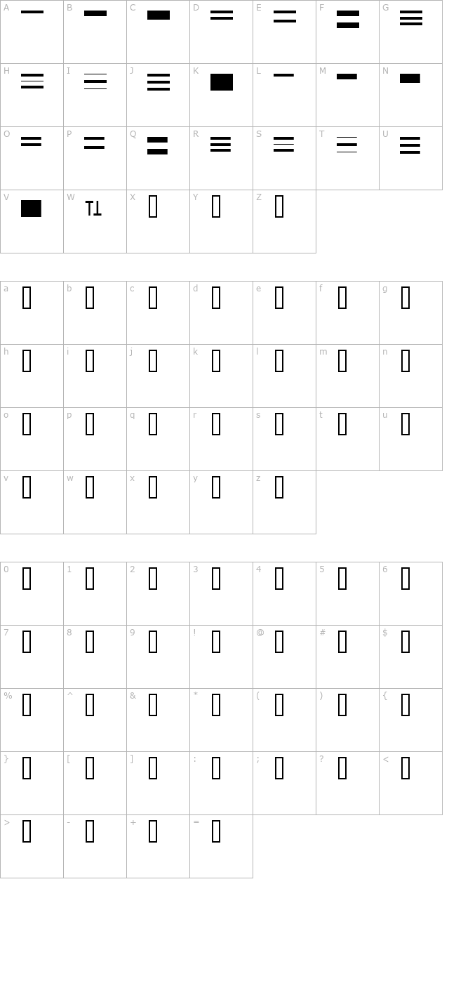 BartonLine character map