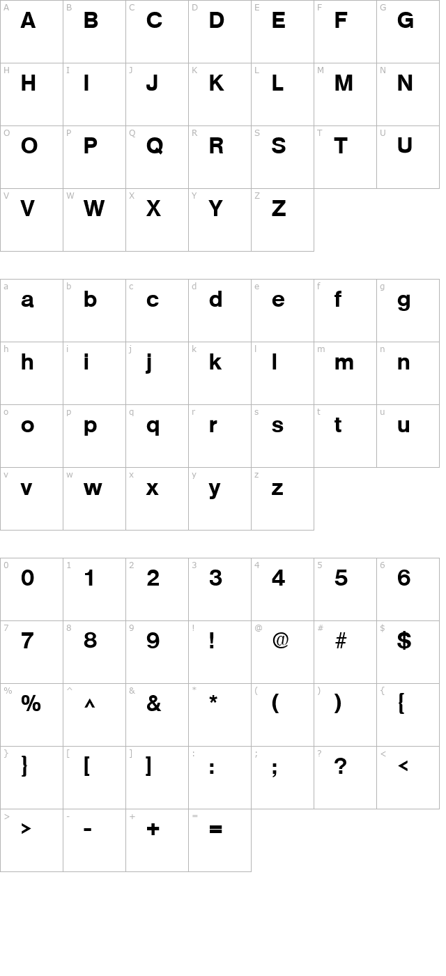 basic-sans-sf-bold character map