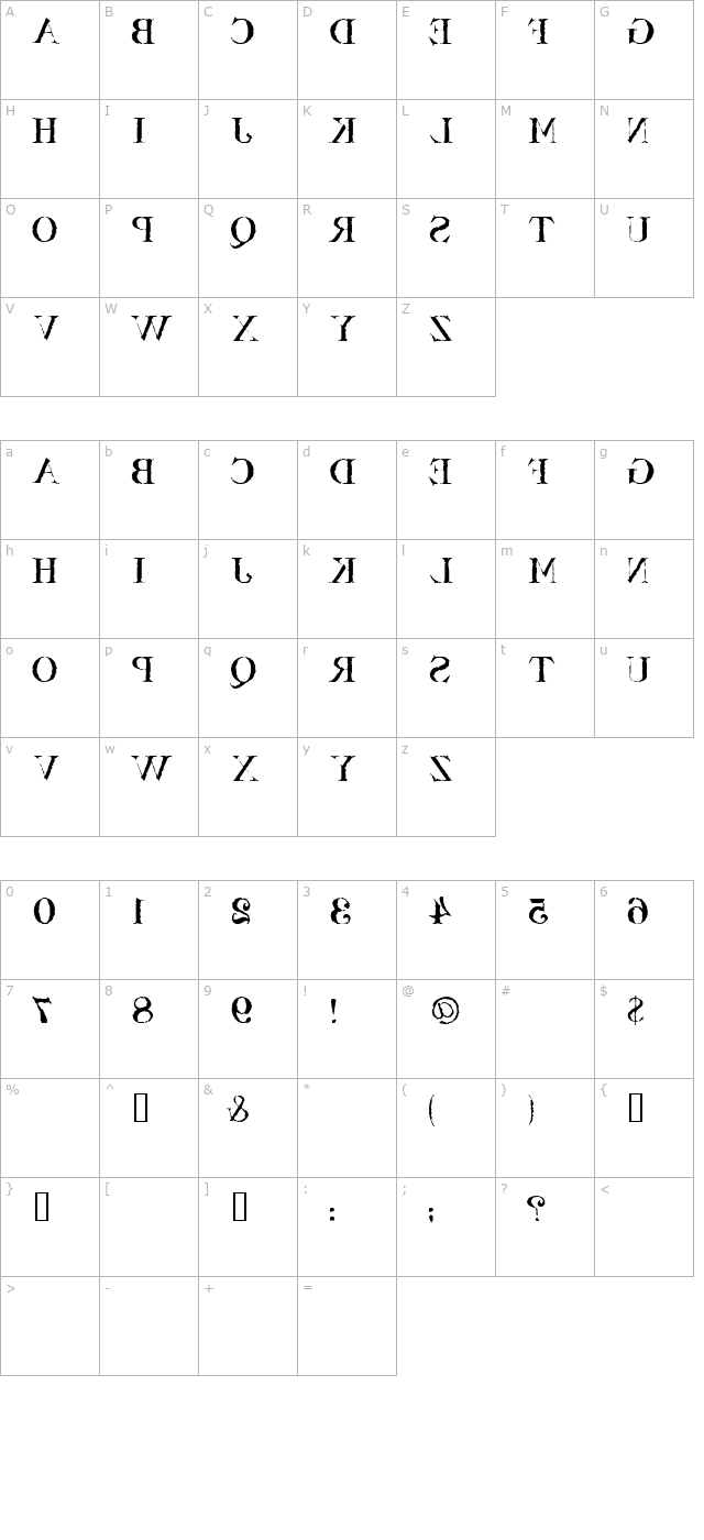 Bassackwards character map