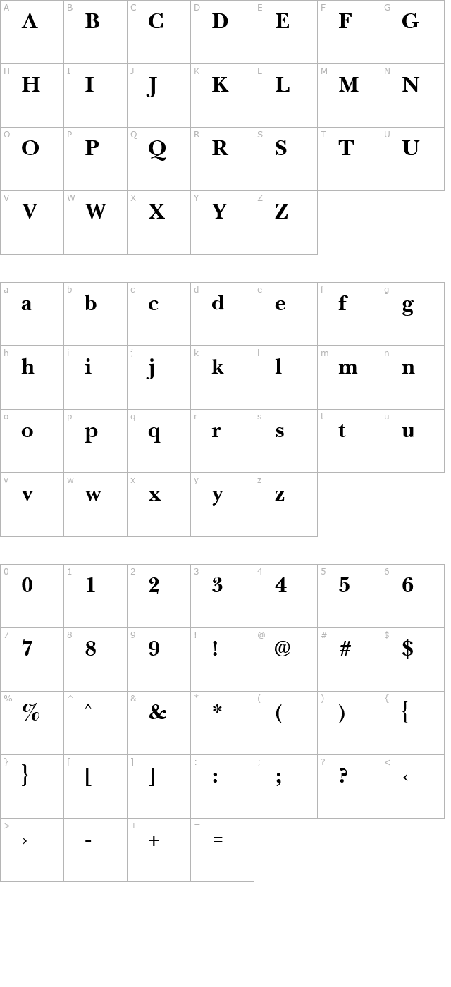 Basset Bold character map