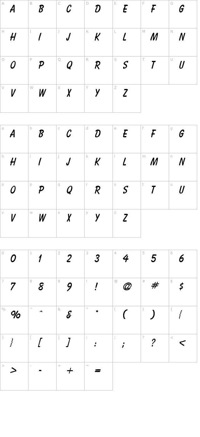 bassoon character map