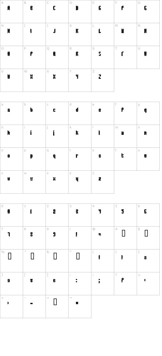 Bath Normal character map