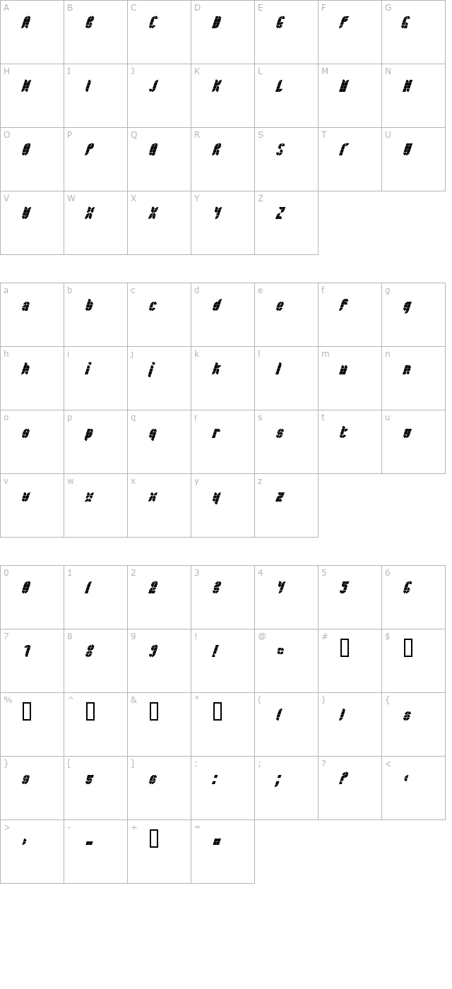 bath-normalitalic character map