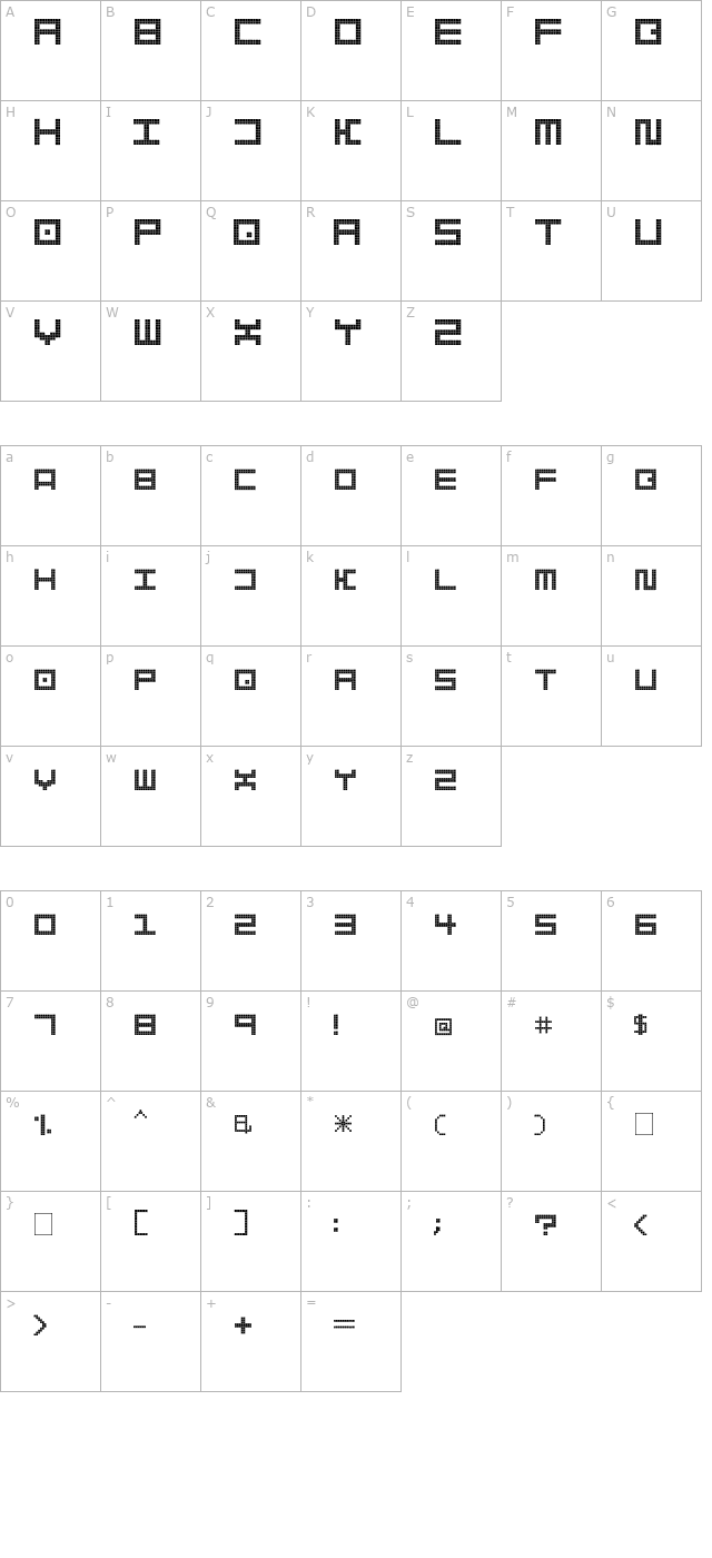 Bath Tiles character map