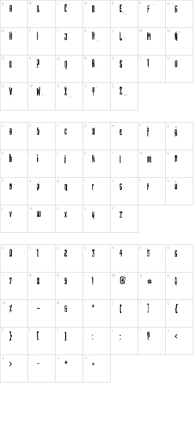 batmos-regular character map