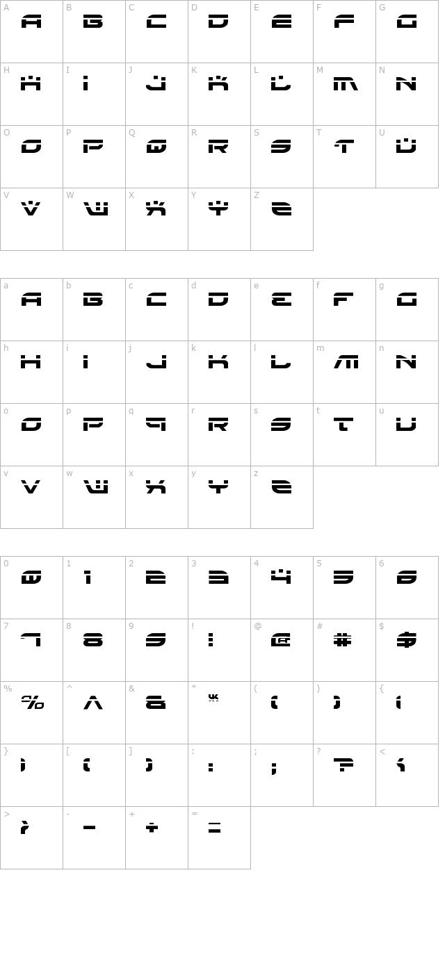 Battlefield Laser character map