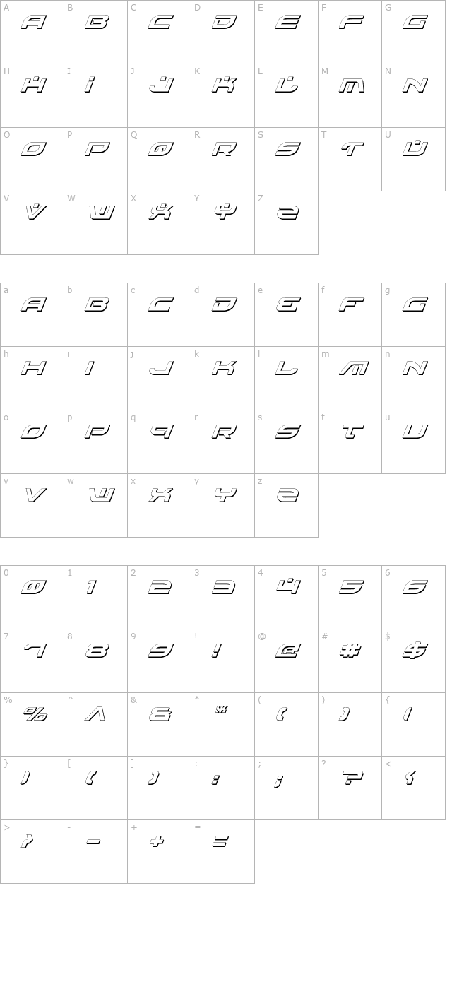 battlefield-shadow-italic character map