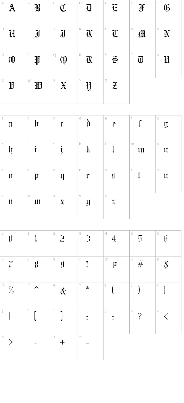 baxter character map